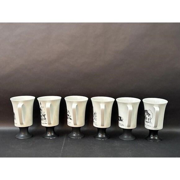 Vintage 6pc Landmark Pedestal Mugs Fine Seyei China Made in Japan 5.5" Pre-Owned - Picture 3 of 8